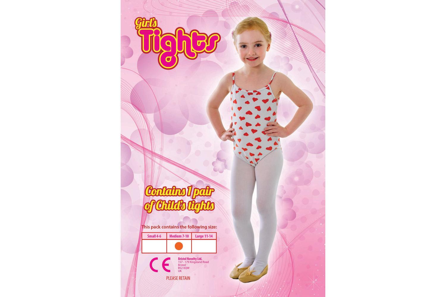 Rubies | Rb-ba740b | Childs Tights White 7/10 Med