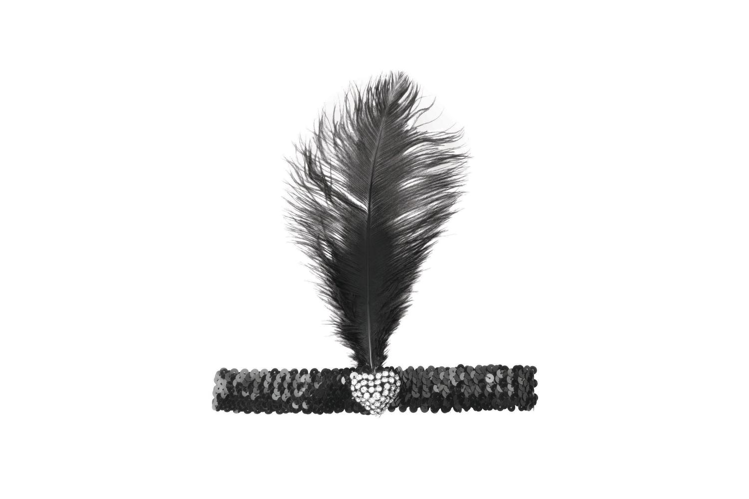 Rubies | Rb-ba1317 | Black Flapper Headband And Crystal Heart