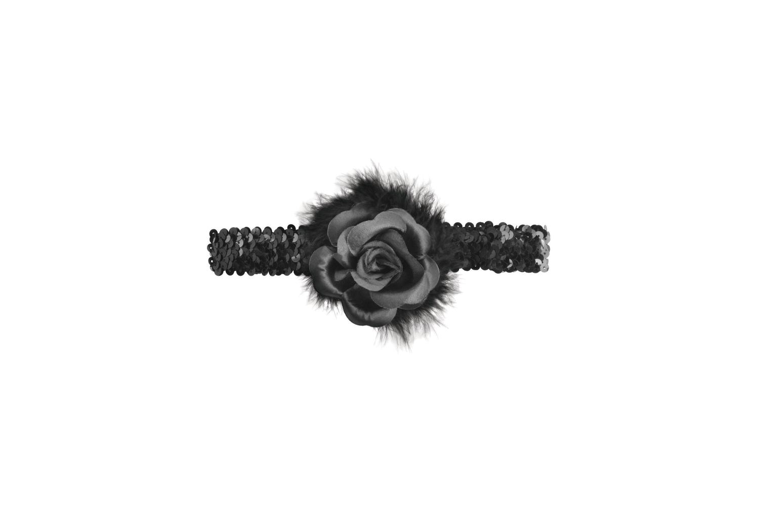 Rubies | Rb-ba1318 | Black Flapper Headband & Rose Boa