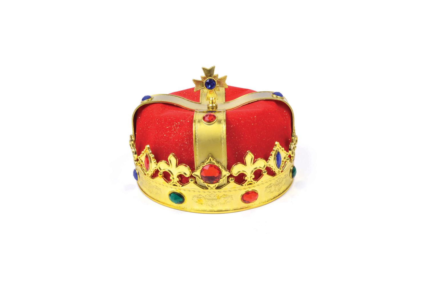 Rubies | Rb-bh316 | Gold Plastic And Red Velvet Kings Crown