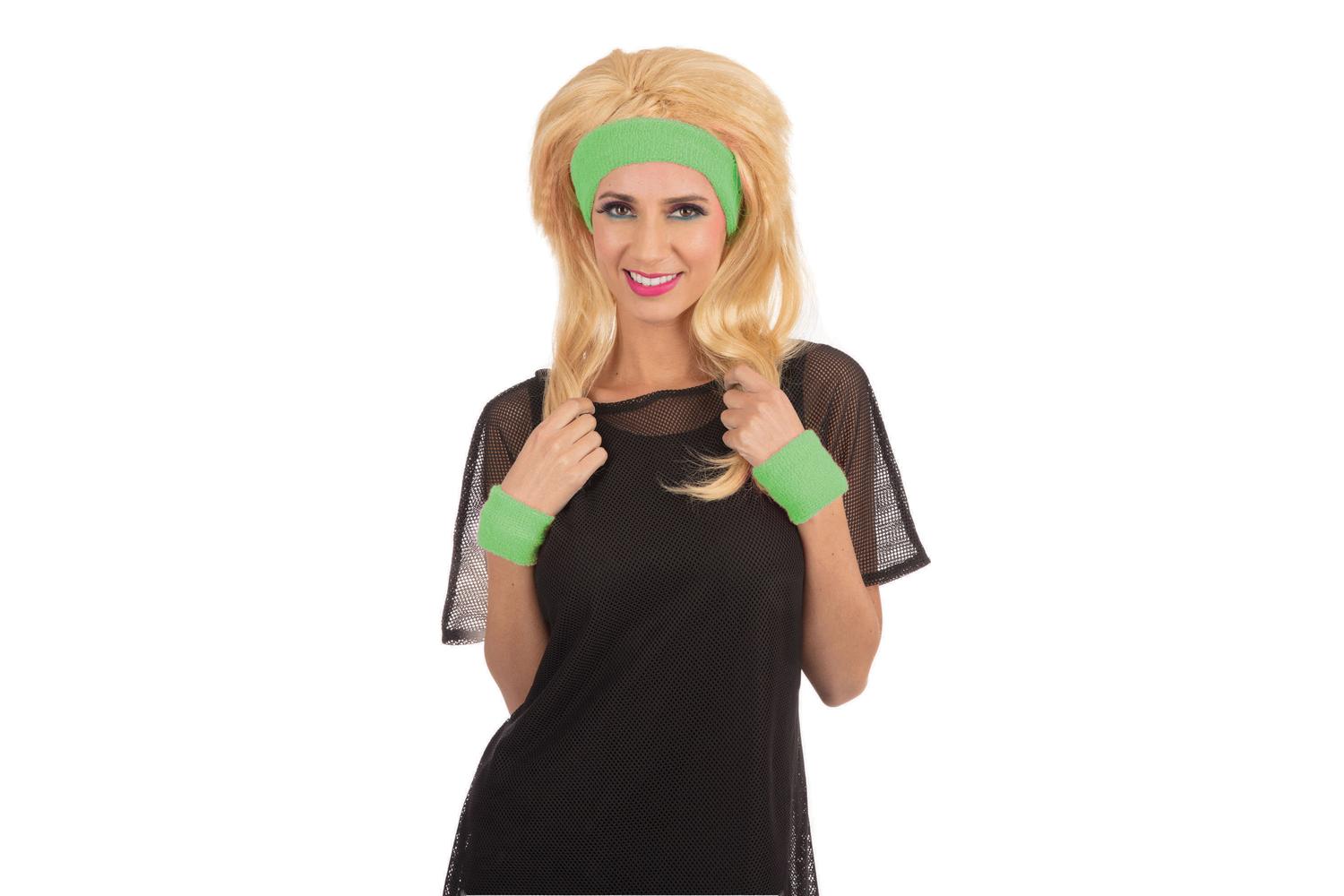 Rubies | Rb-ba3321 | 80s Headband/wristband Set Green