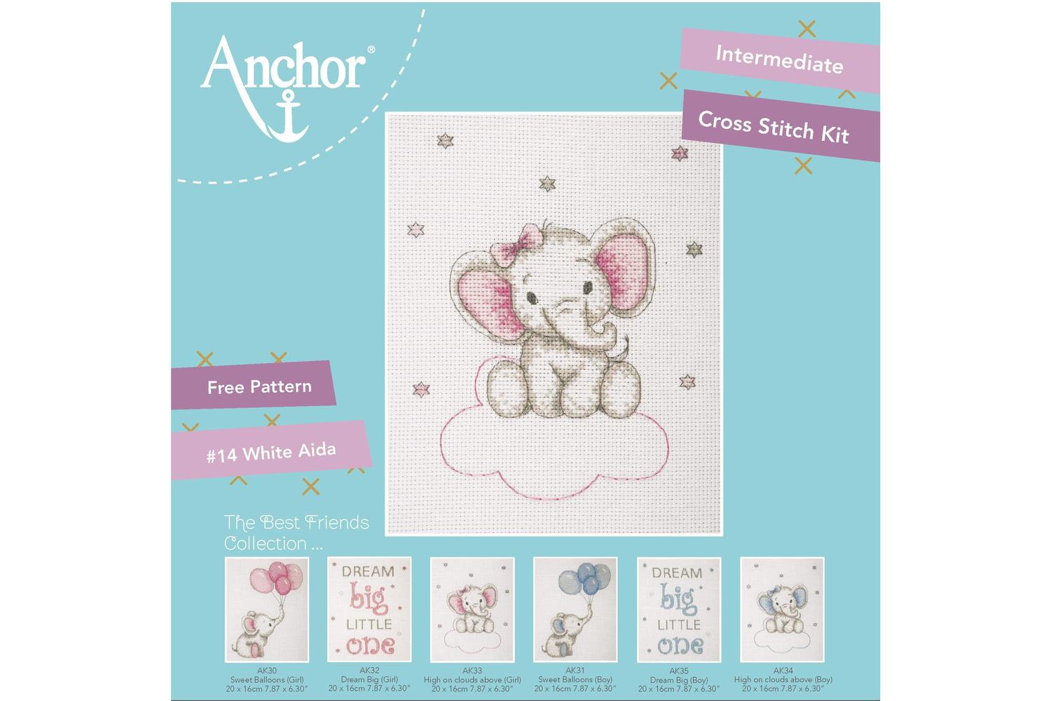 Anchor Gro-ak33 - Girl Elephant - Counted Cross Stitch Kit B