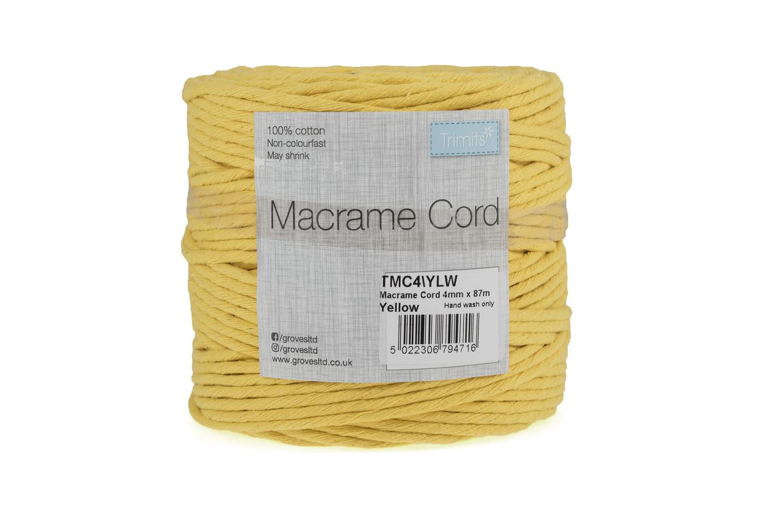 Trimits Gro-tmc4\ylw - Trim Macram Cord Cotton 87m X 4mm 05k