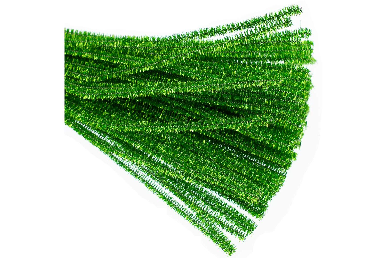 Trimits Gro-st15 - Glitter Chenilles 6mm X 30cms Green Pack 