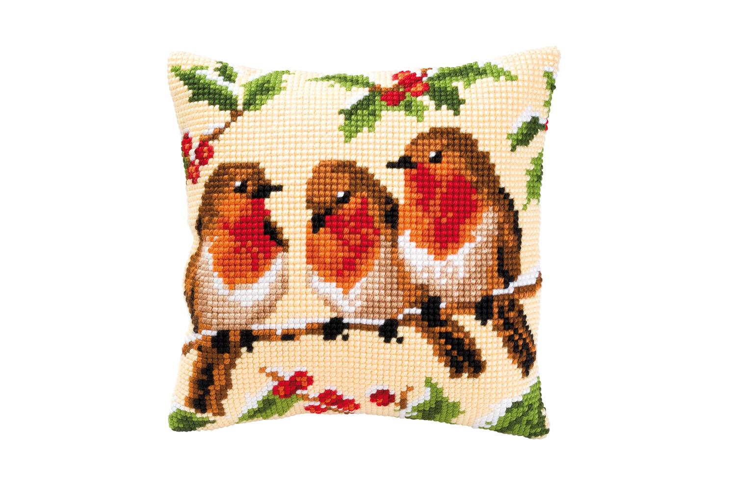 Vervaco Gro-pn-0008711 - Cushion Robins - Cross Stitch Kit C