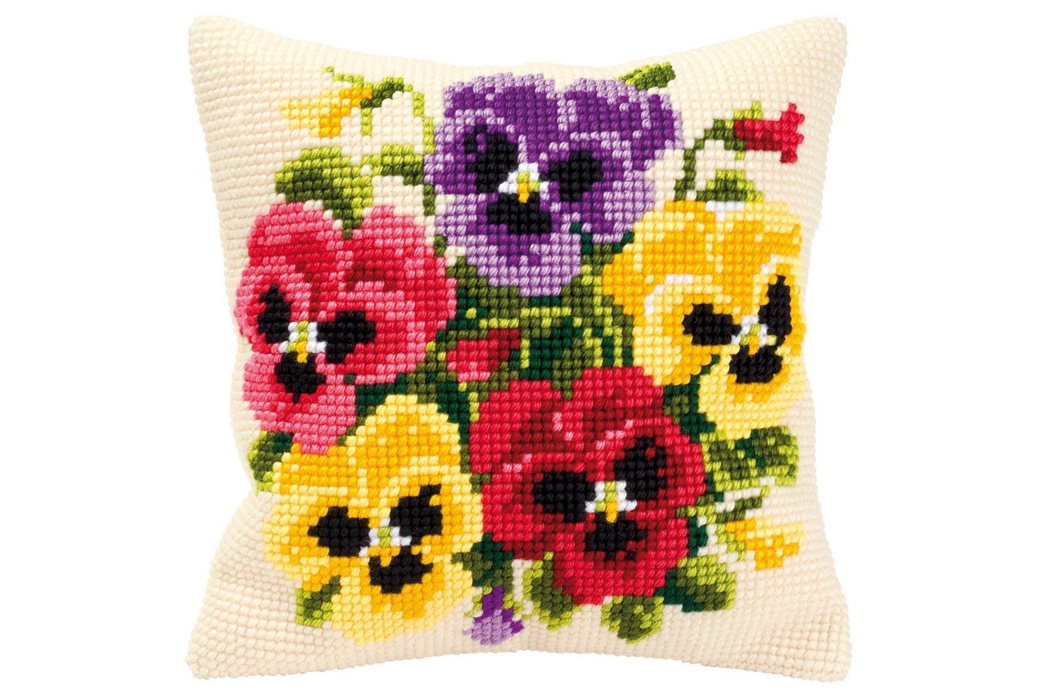 Vervaco Gro-pn-0008685 - Cushion Pansy Posy - Cross Stitch K