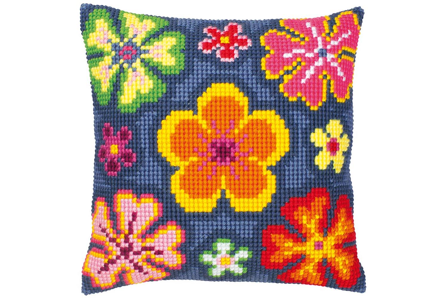 Vervaco Gro-pn-0008496 - Cushion Bright Flwr - Cross Stitch 