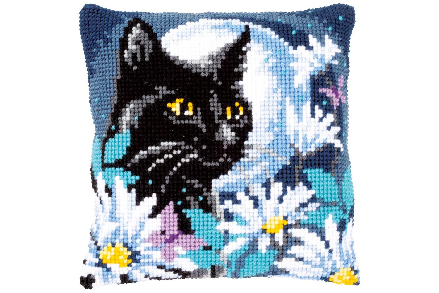 Vervaco Gro-pn-0148218 - Cushion Cat In Night - Cross Stitch