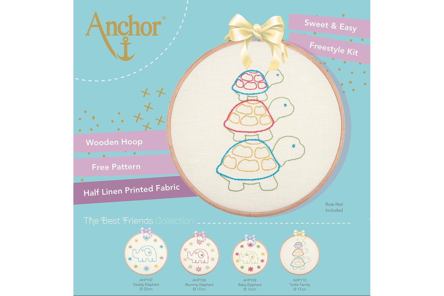 Anchor Gro-ahp110 - Turtle Family - Embroidery Kit With Hoop