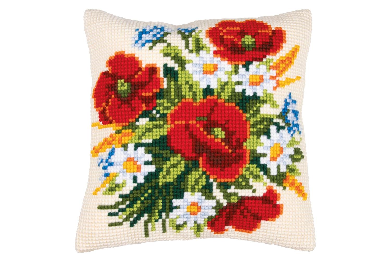Vervaco Gro-pn-0008562 - Cushion Flowers - Cross Stitch Kit 