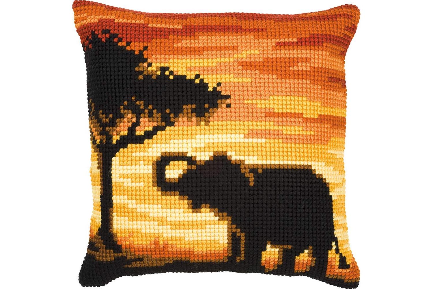 Vervaco Gro-pn-0008643 - Cushion Elephant - Cross Stitch Kit
