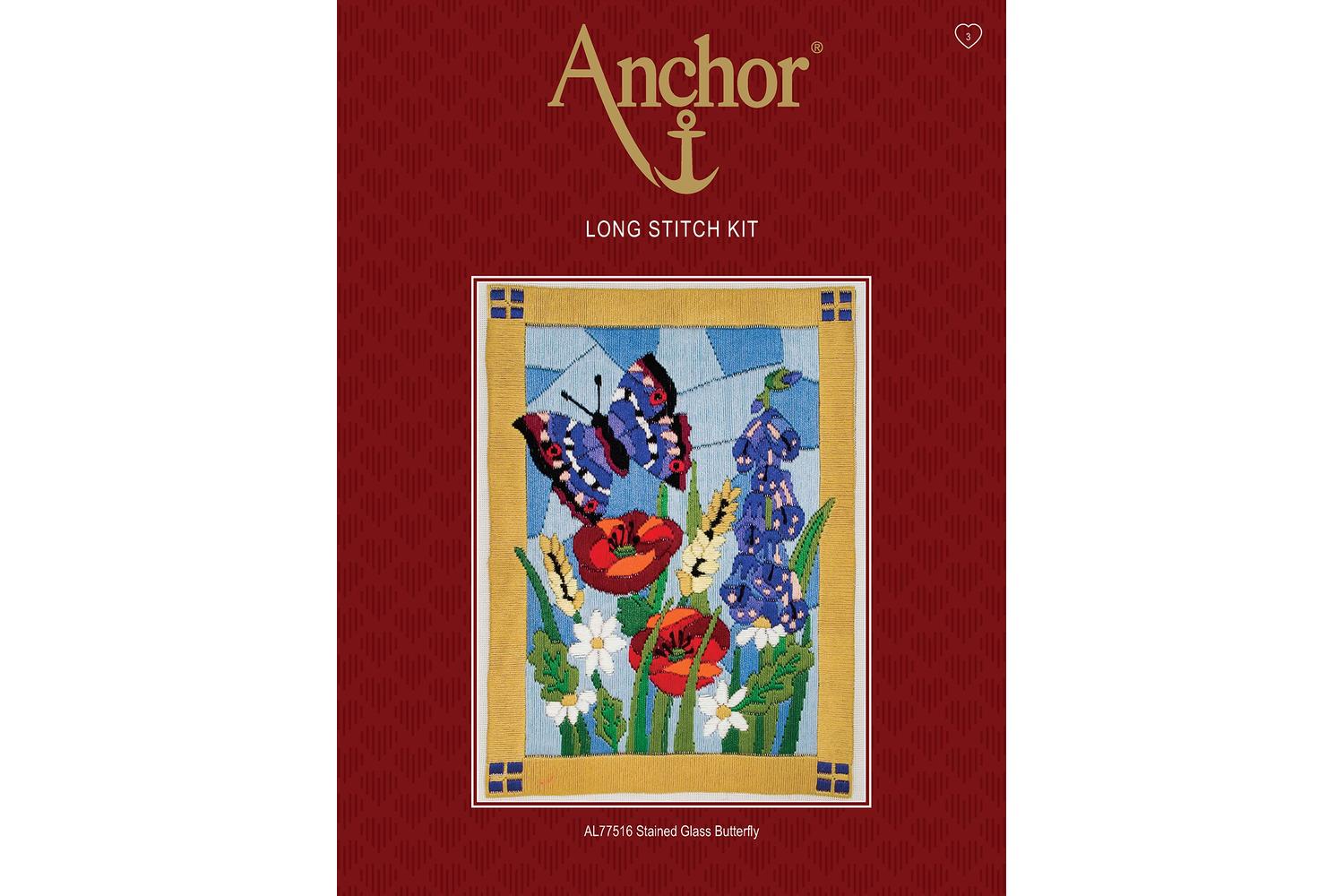 Anchor Gro-al77516 - Stained Glass Bfly - Long Stitch Kit St