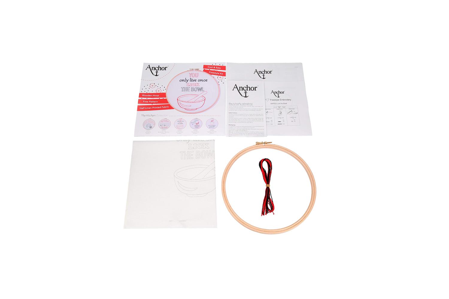 Anchor Gro-ahp503 - Lick The Bowl - Embroidery Kit With Hoop