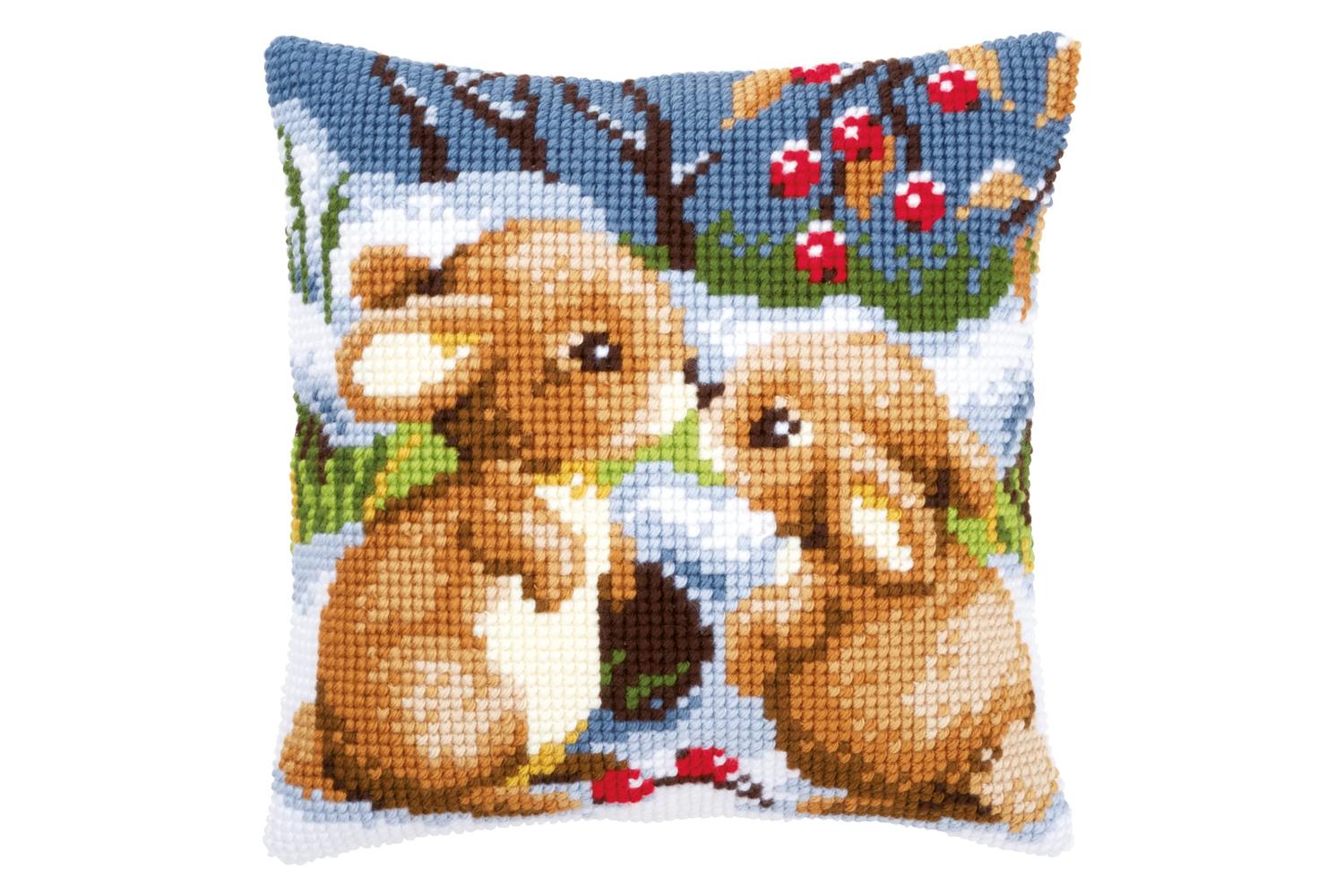 Vervaco Gro-pn-0021832 - Cushion Snow Rabbits - Cross Stitch