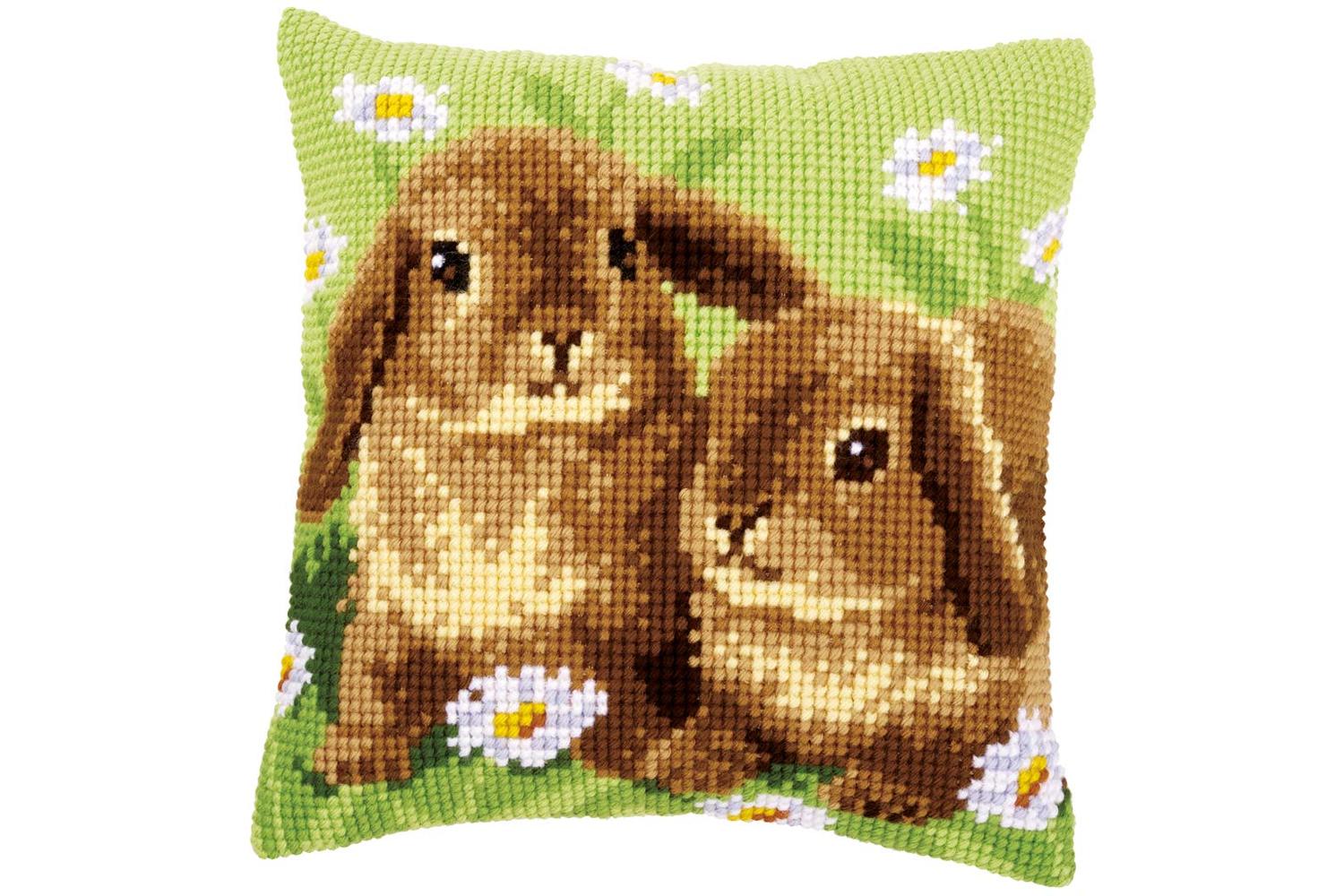 Vervaco Gro-pn-0162709 - Cushion Two Rabbits - Cross Stitch 