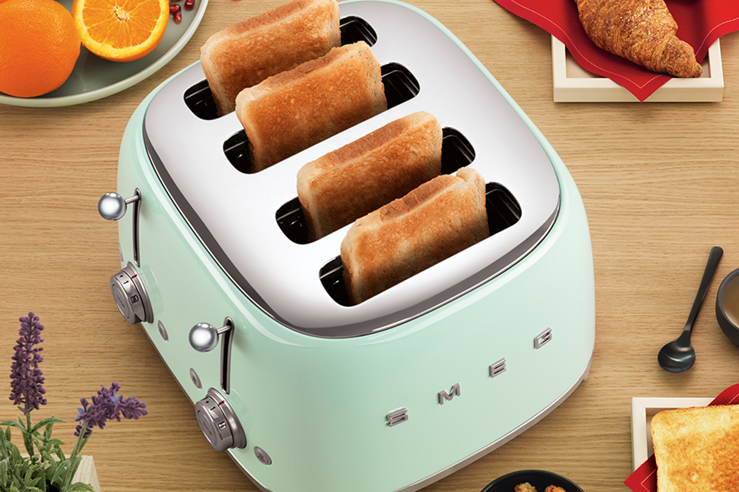 Smeg 50's Retro Style 4 Slice Toaster | TSF03PGUK | Pastel Green