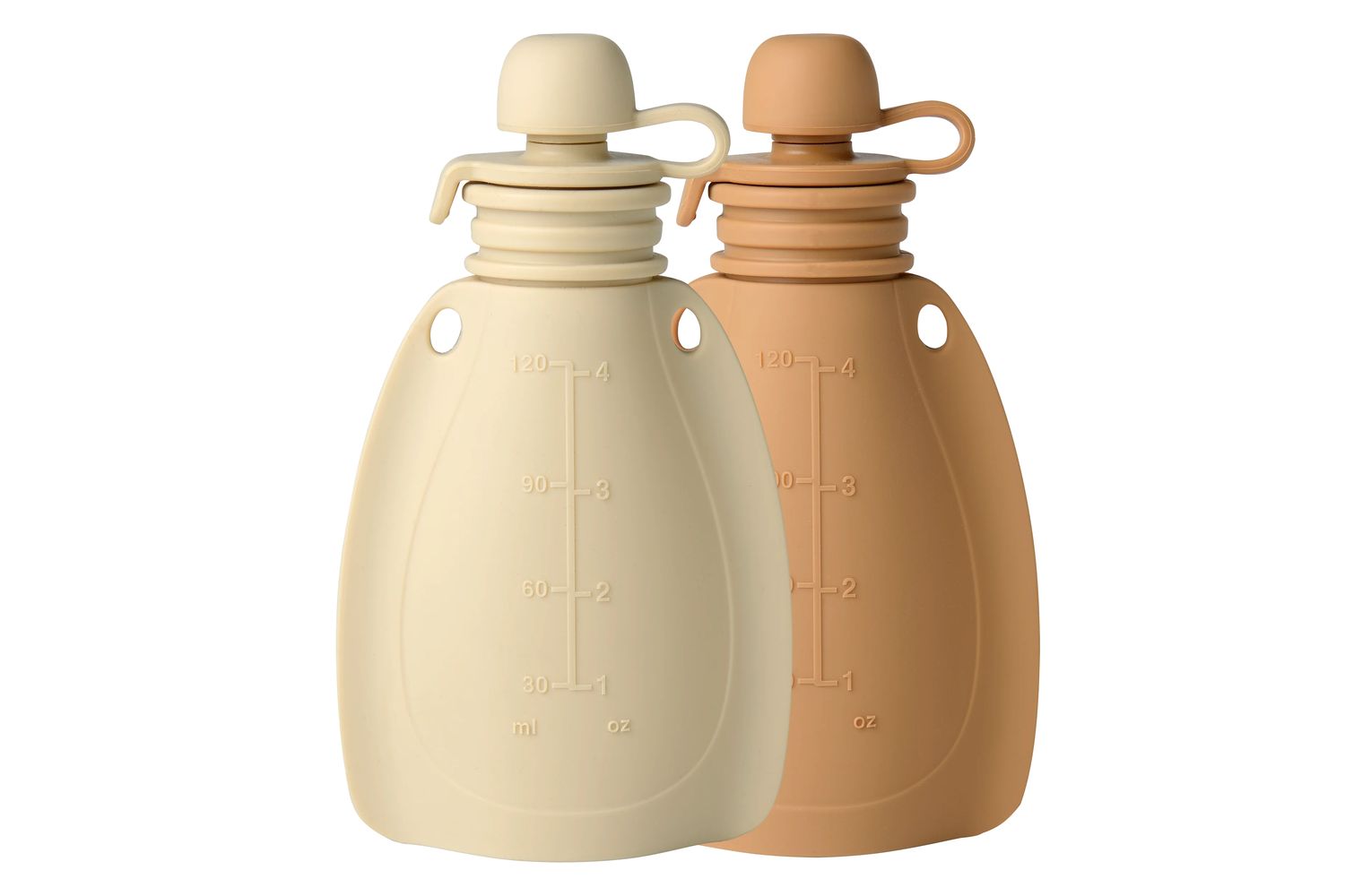 Mininor | 14276 | Reusable Baby Smoothie Pouches In Soft Rabbit & Roe Deer - Pack Of 2
