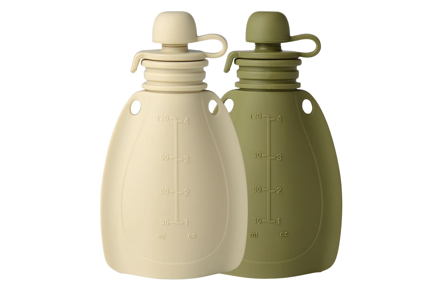 Mininor | 14277 | 2 Pack Soft Rabbit & Moss Green - Reusable Smoothie Pouches For Baby