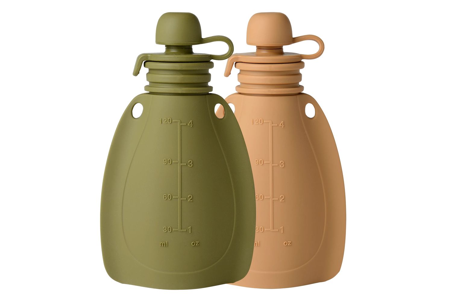 Mininor | 14278 | Eco-friendly Refillable Baby Smoothie Pouch, 2 Pack In Moss Green & Roe Deer