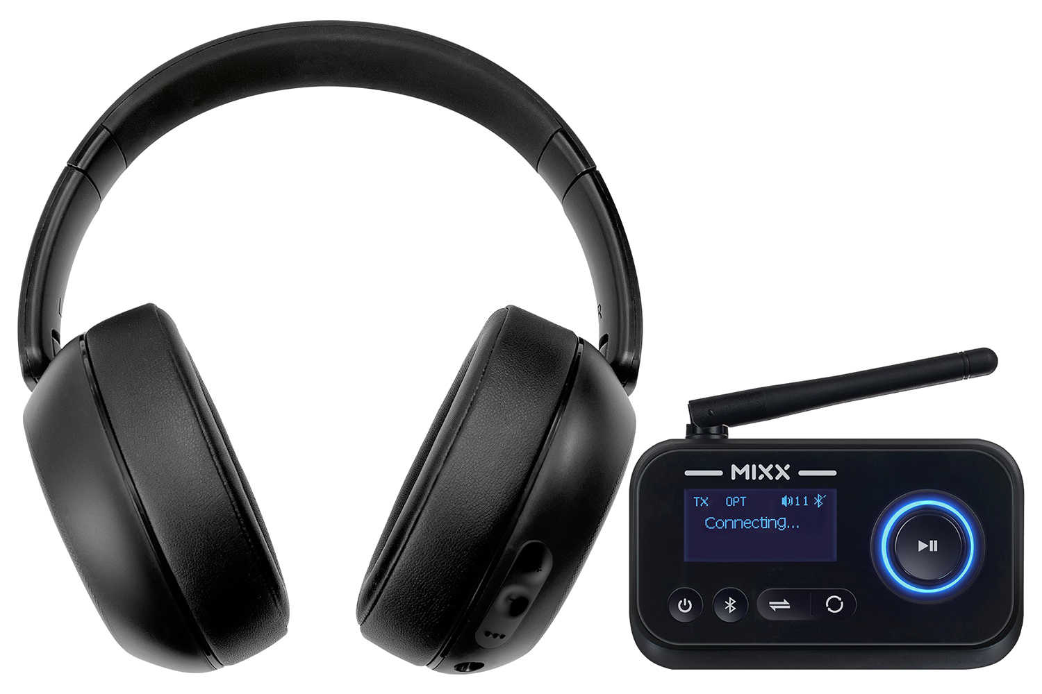 Mixx StreamQ Active Noise Cancelling TV Headphones and Audio Transmitter | Bundle | SQTV-SP-BK-399