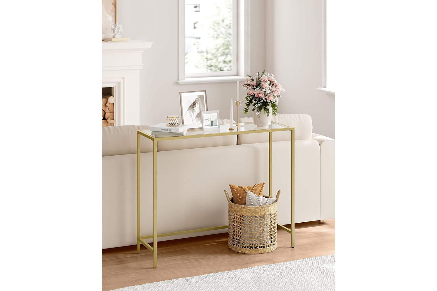 Vasagle Console Table | Pale Gold/Transparent